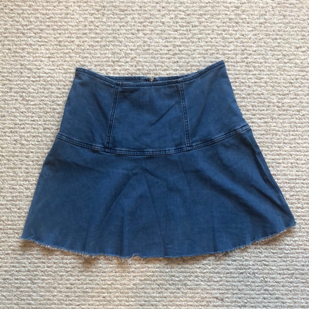 Free People Highlands Denim Skirt, size 6, deep space blue